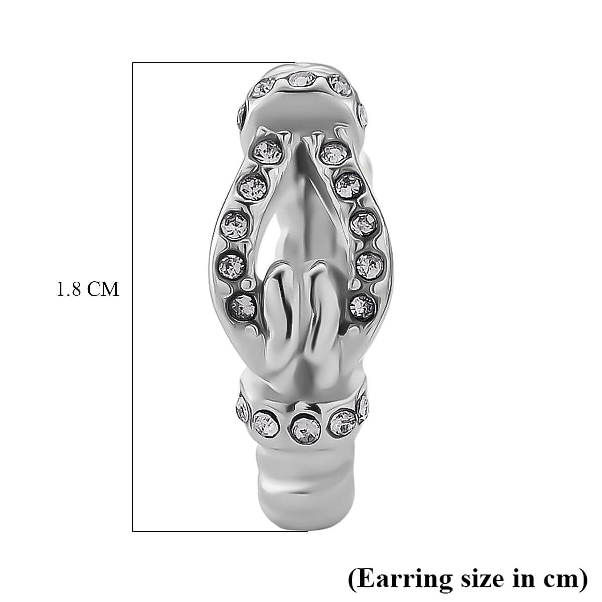 White Crystal Earring with Hoop Pure in Silver Tone