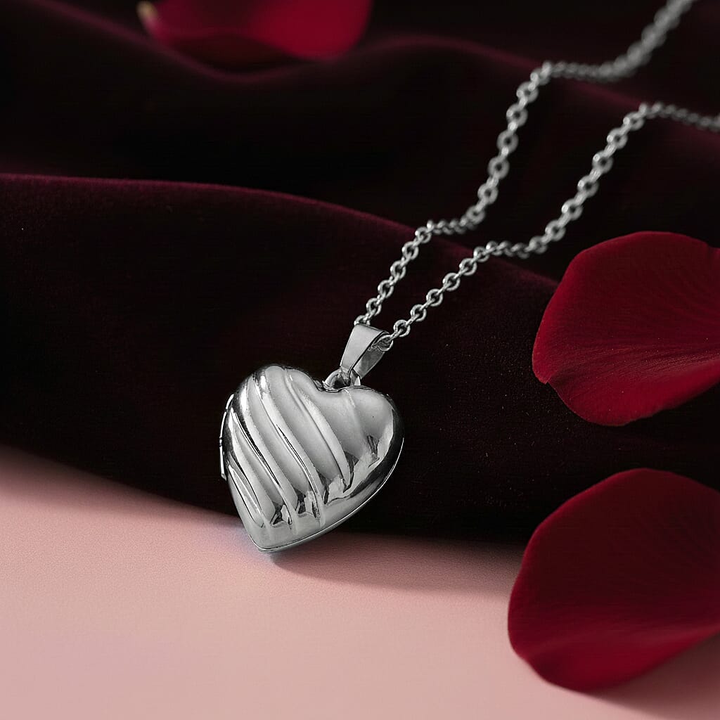Heart Necklace (Size 20 - 2 Ext) in Silver Tone