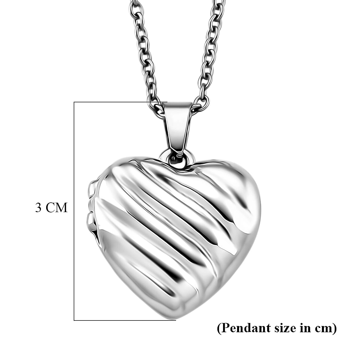 Heart Necklace (Size 20 - 2 Ext) in Silver Tone