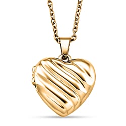 Heart Shape Magnetic Locket Necklace (Size 20 - 2 Ext) in Yellow Gold Plated