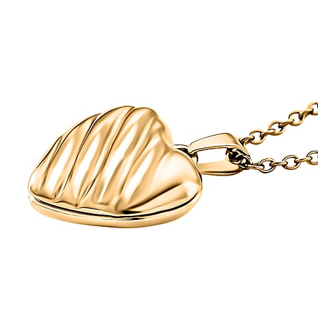 Heart Shape Magnetic Locket Necklace (Size 20 - 2 Ext) in Yellow Gold Plated