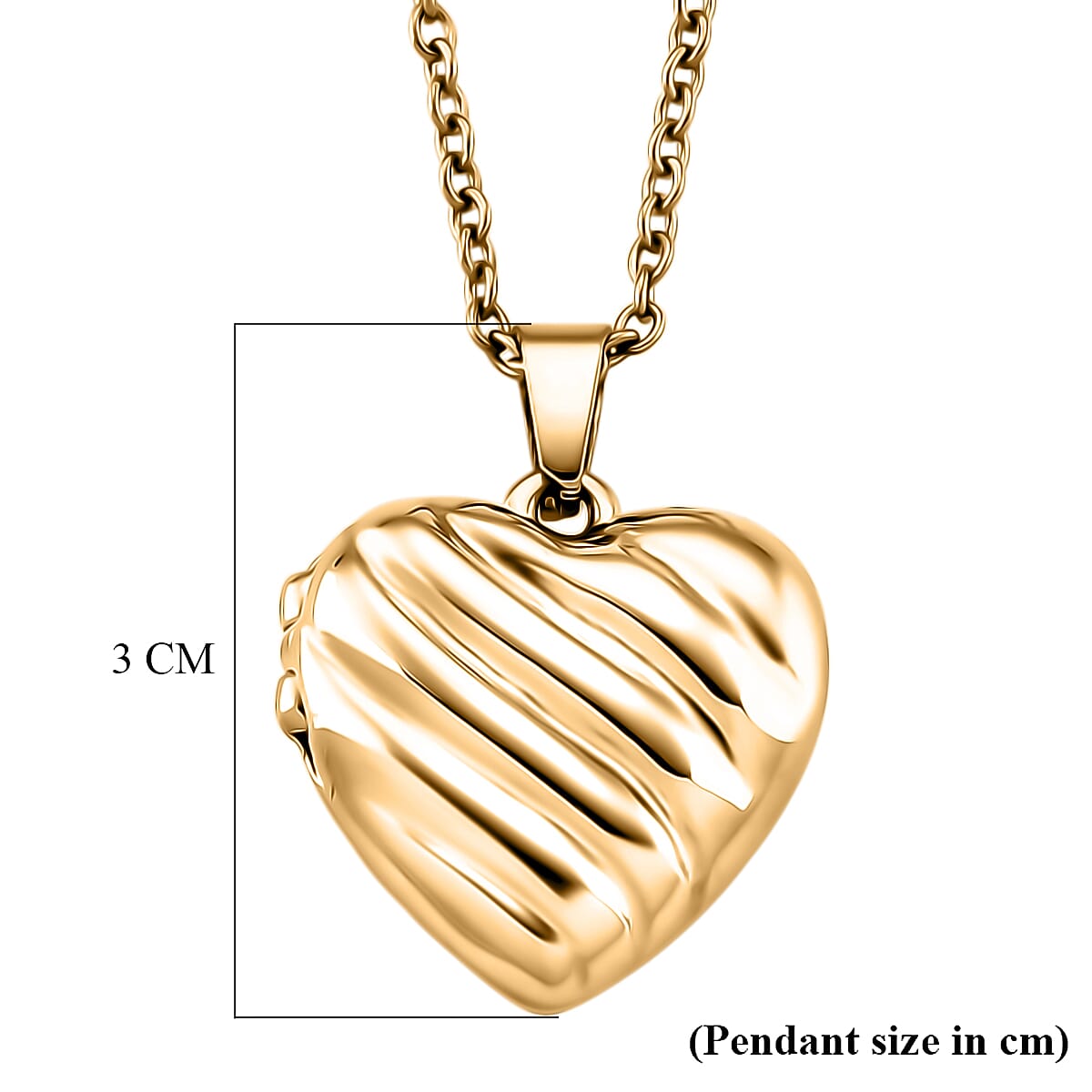 Heart Necklace (Size 20 - 2 Ext) in Yellow Gold Plated