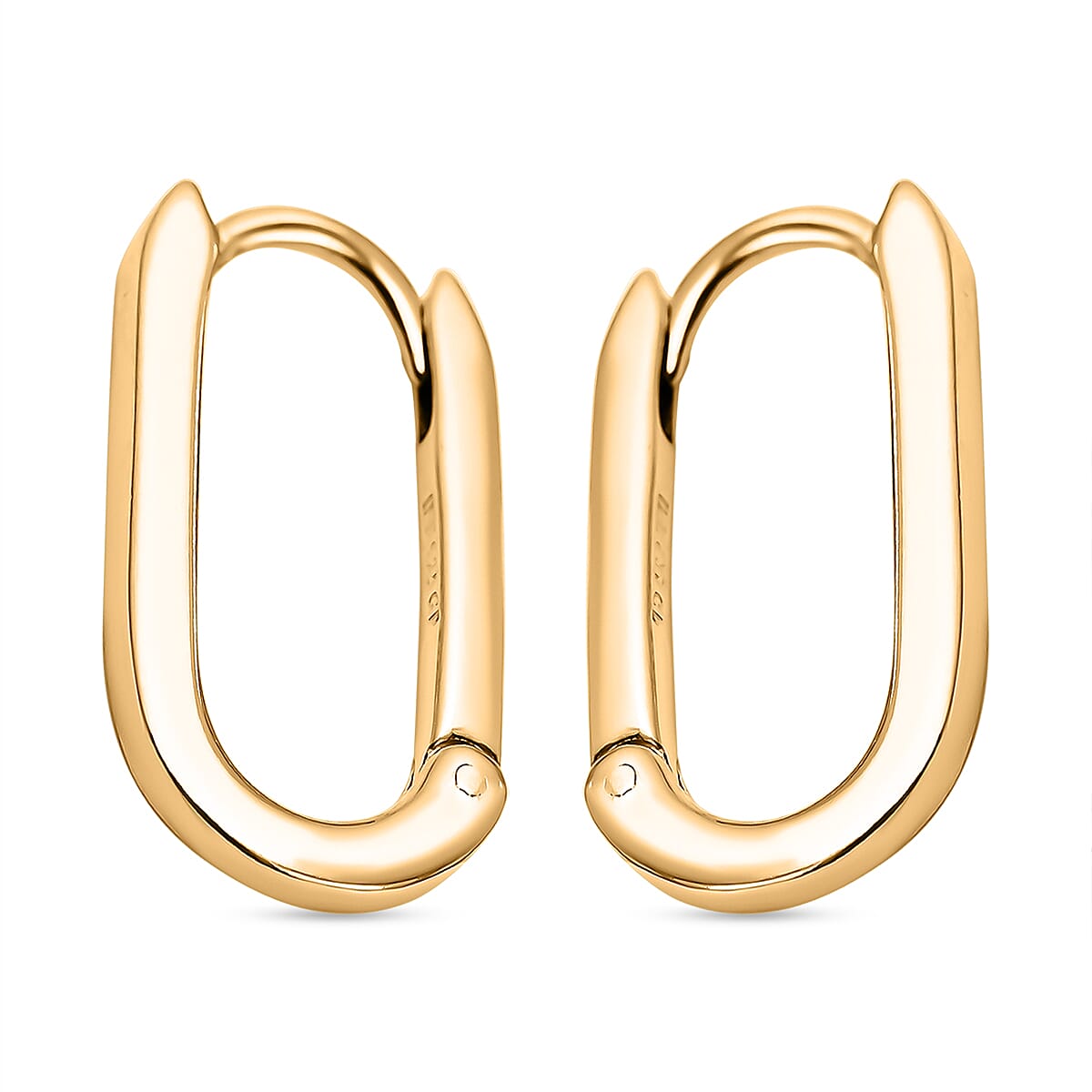 Closeout Deal - Sterling Silver Rectangular Hoop Earring in Yellow Gold Plating