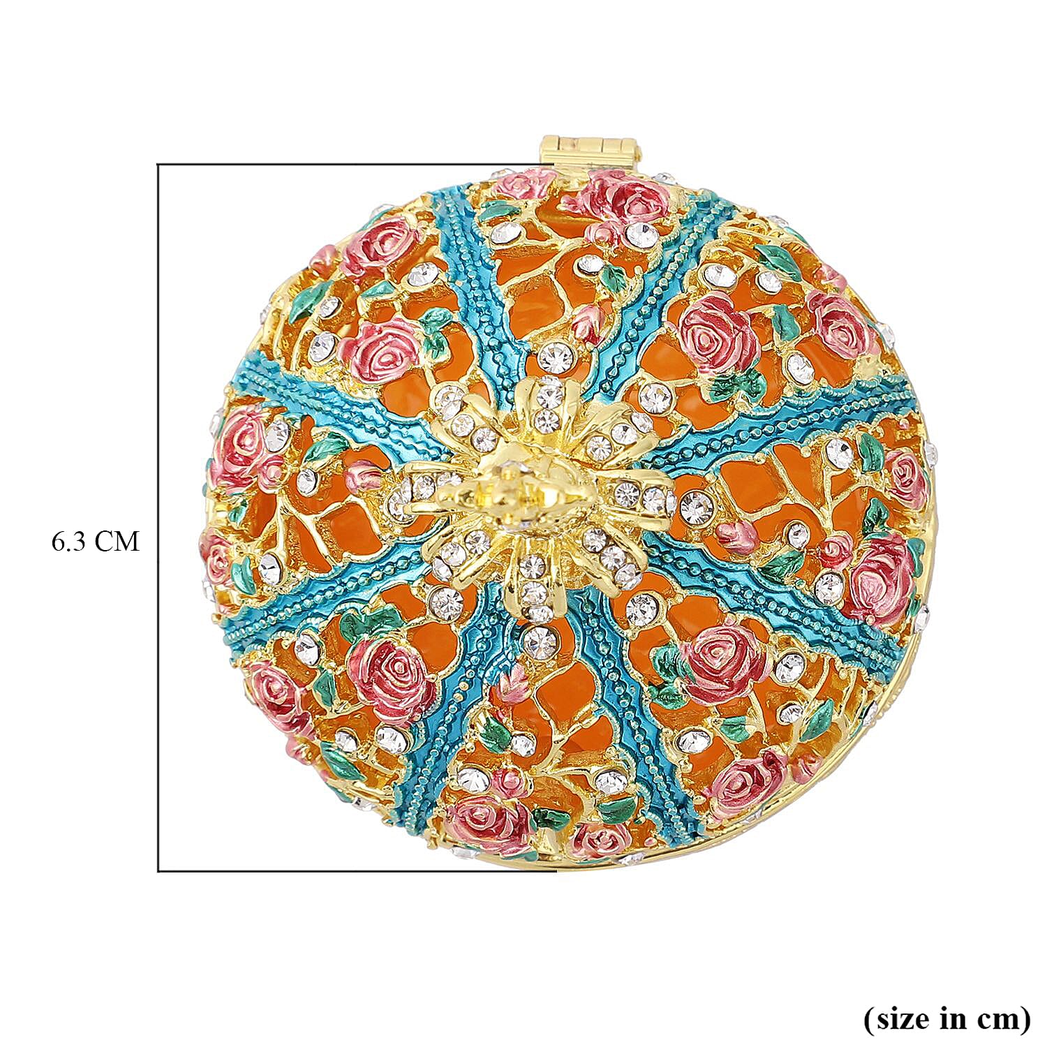 White Austrian Crystal Enameled Queen Crown Trinket Box in Dualtone (Size 6x6x6 cm)