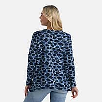 Super Cosy Tamsy Brush Stretch Jersey Jumper (One Size) - Navy and Blue
