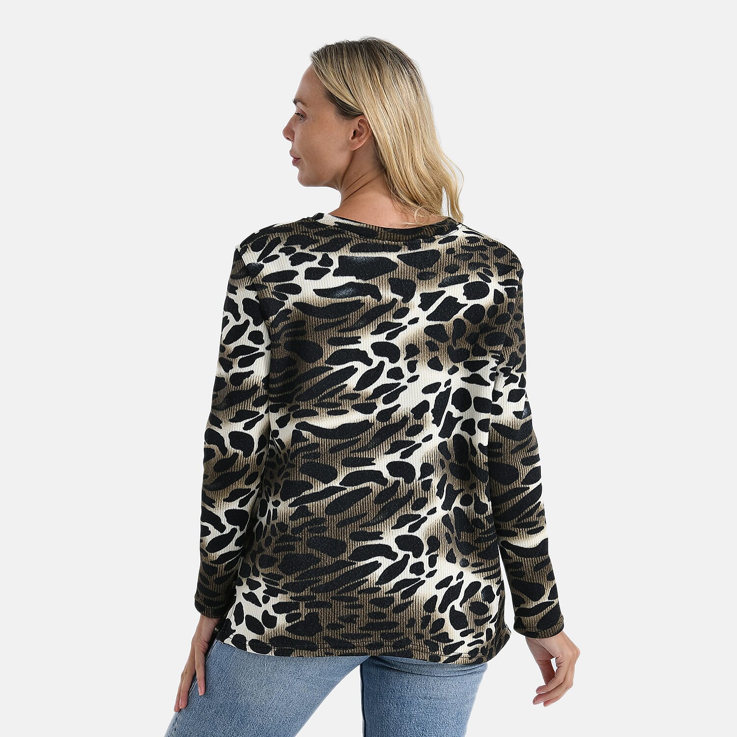 Super Cozy Tamsy Brush Stretch Jersey Jumper (One Size) - Coffee