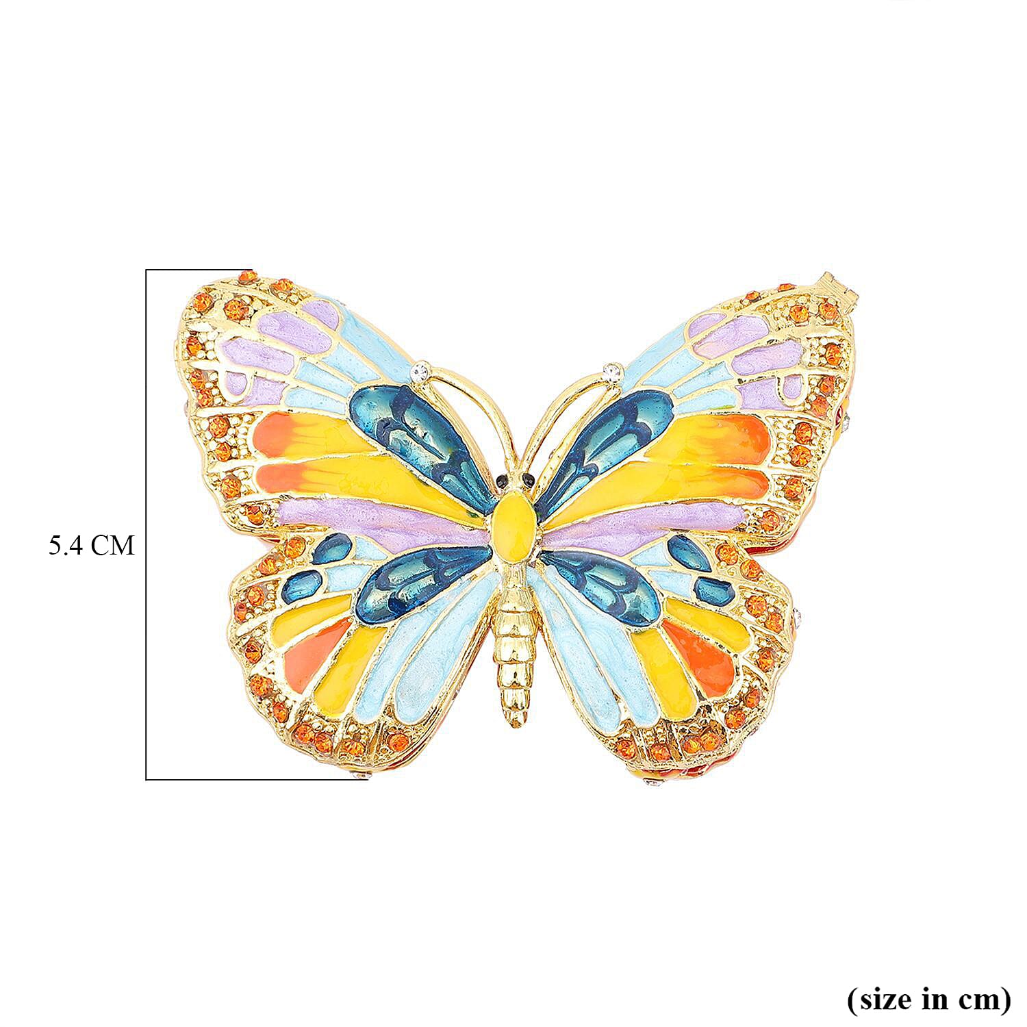 Doorbuster Austrian Crystal Enameled Butterfly Trinket Box in Dualtone (Size 7x5x2 cm)