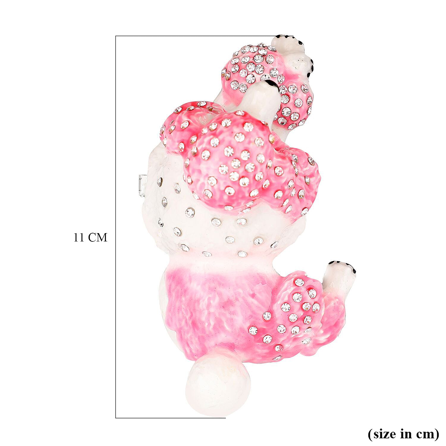 Doorbuster White Austrian Crystal Enameled Poodle Trinket Box in Silvertone (Size 10x6x6 cm)