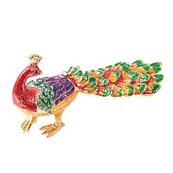 Red Austrian Crystal Enameled Rose Trinket Box with Magnetic Lock in Goldtone (Size 9x5x4 cm)