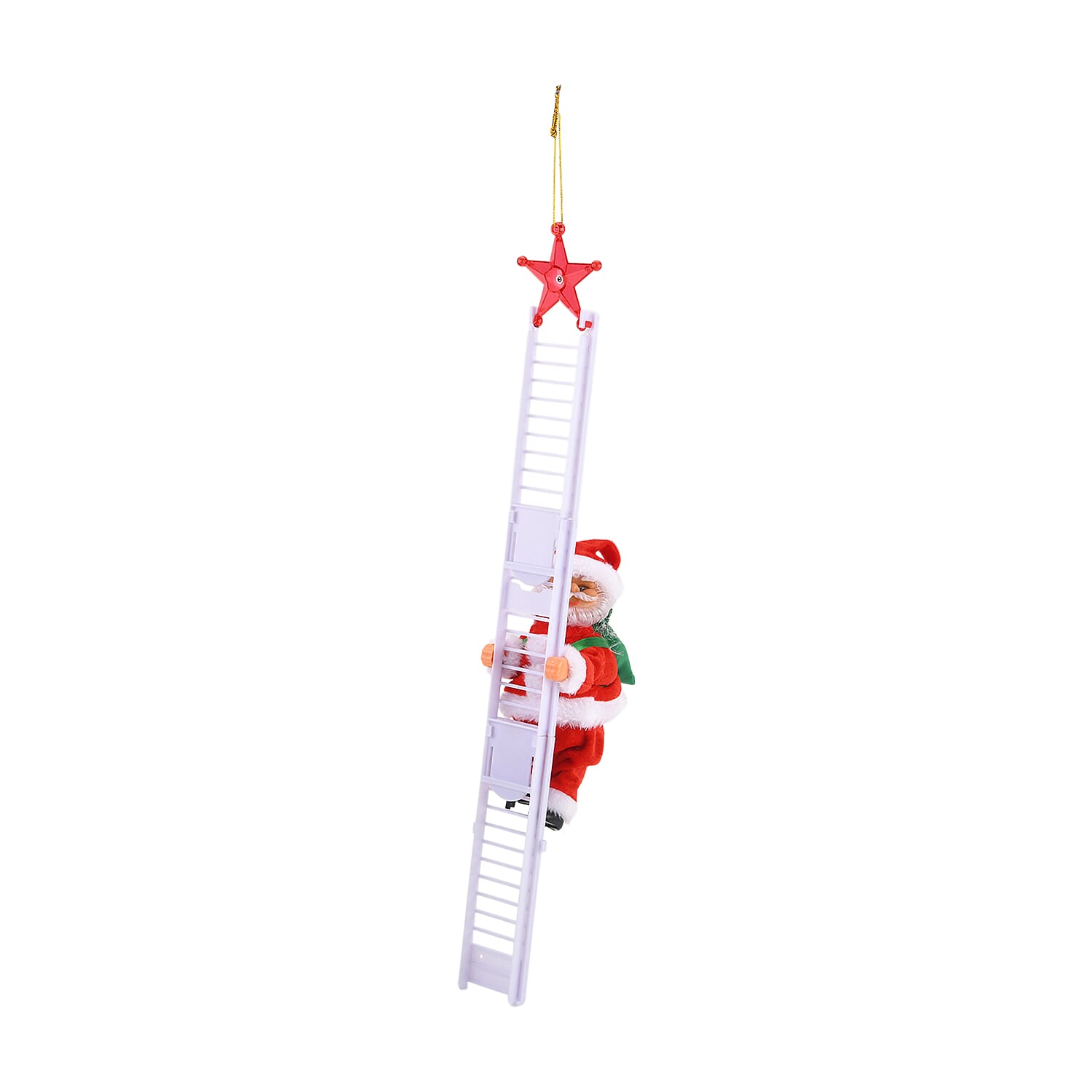 Animated Santa Climbing Stair Decoration with Music (20 cm) - Red & White