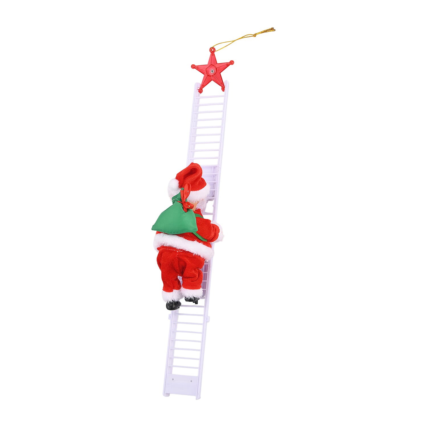 Animated Santa Climbing Stair Decoration with Music (20 cm) - Red & White