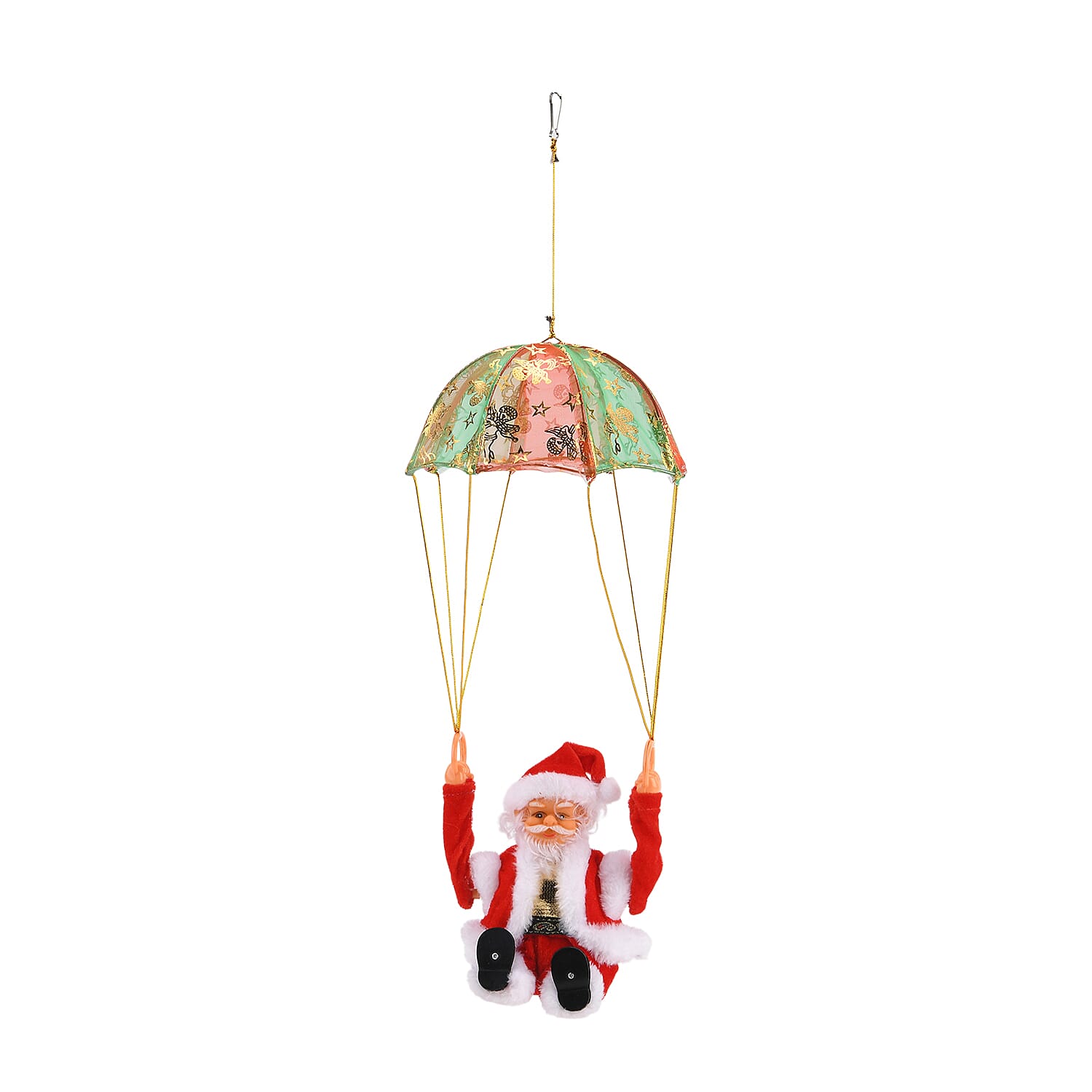 Animated Overturning Santa with Parachute Christmas Decoration (18 cm) - Red & White