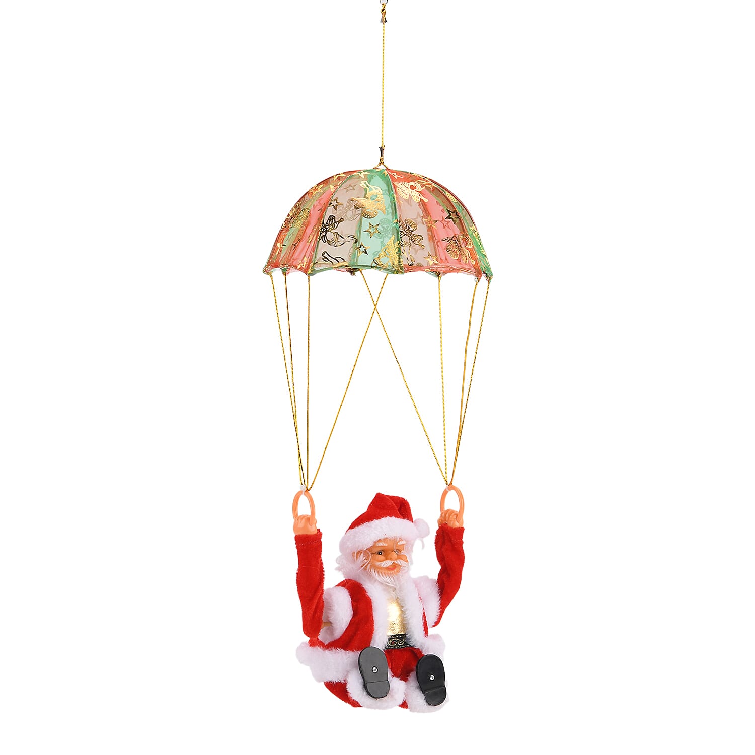 Animated Overturning Santa with Parachute Christmas Decoration (18 cm) - Red & White