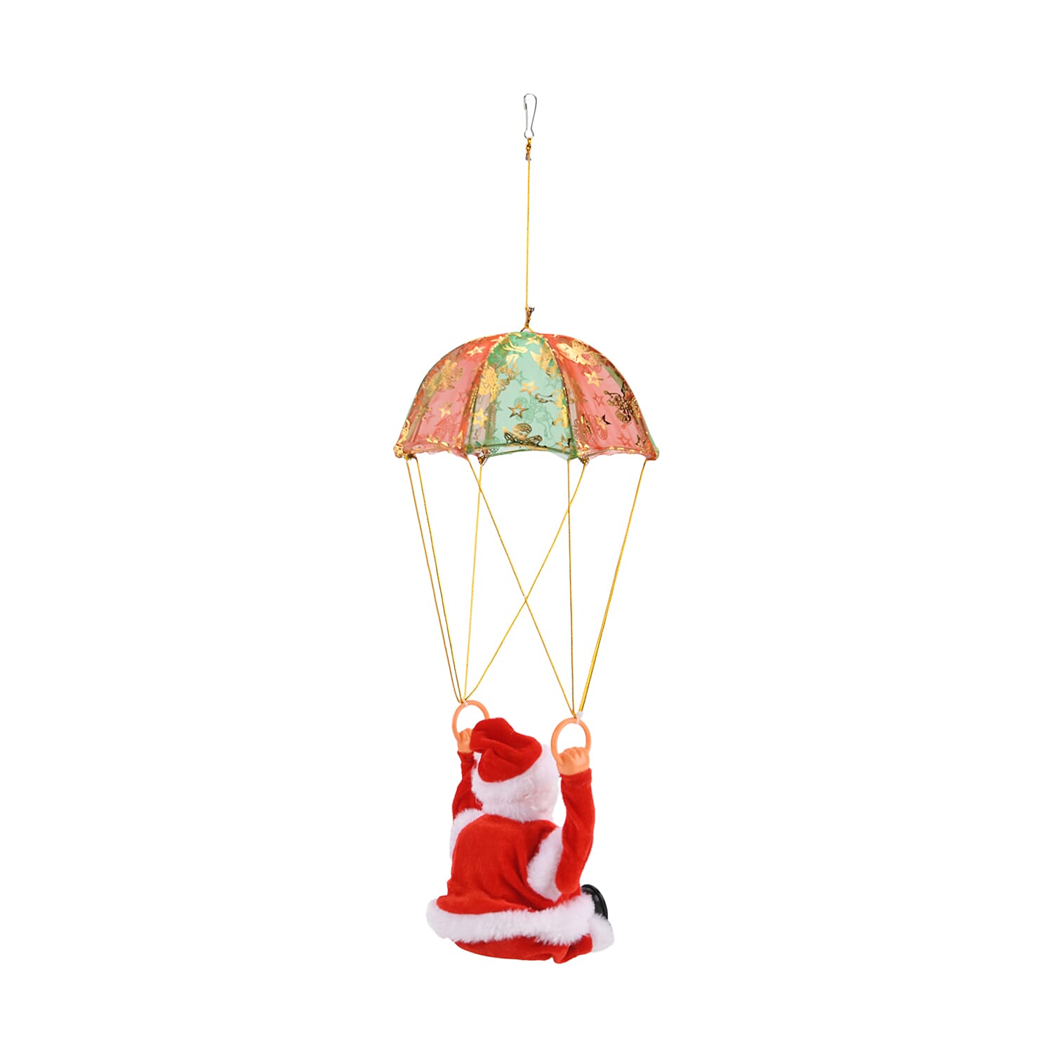 Animated Overturning Santa with Parachute Christmas Decoration (18 cm) - Red & White