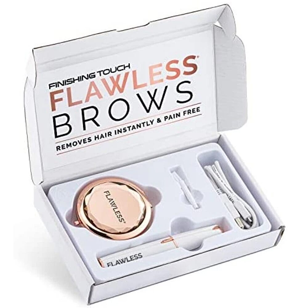 Finishing Touch Flawless Brows Hair Remover With Compact Mirror - Rose Gold