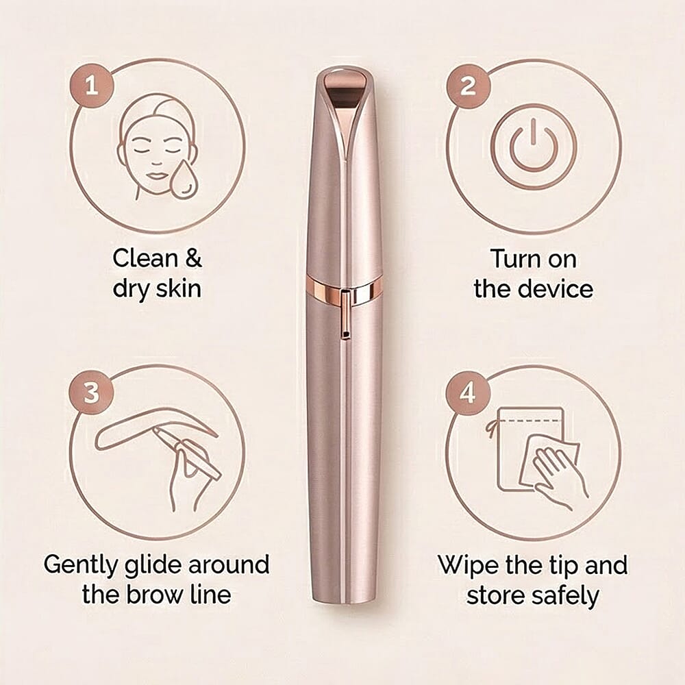 Finishing Touch Flawless Brows Hair Remover With Compact Mirror - Rose Gold