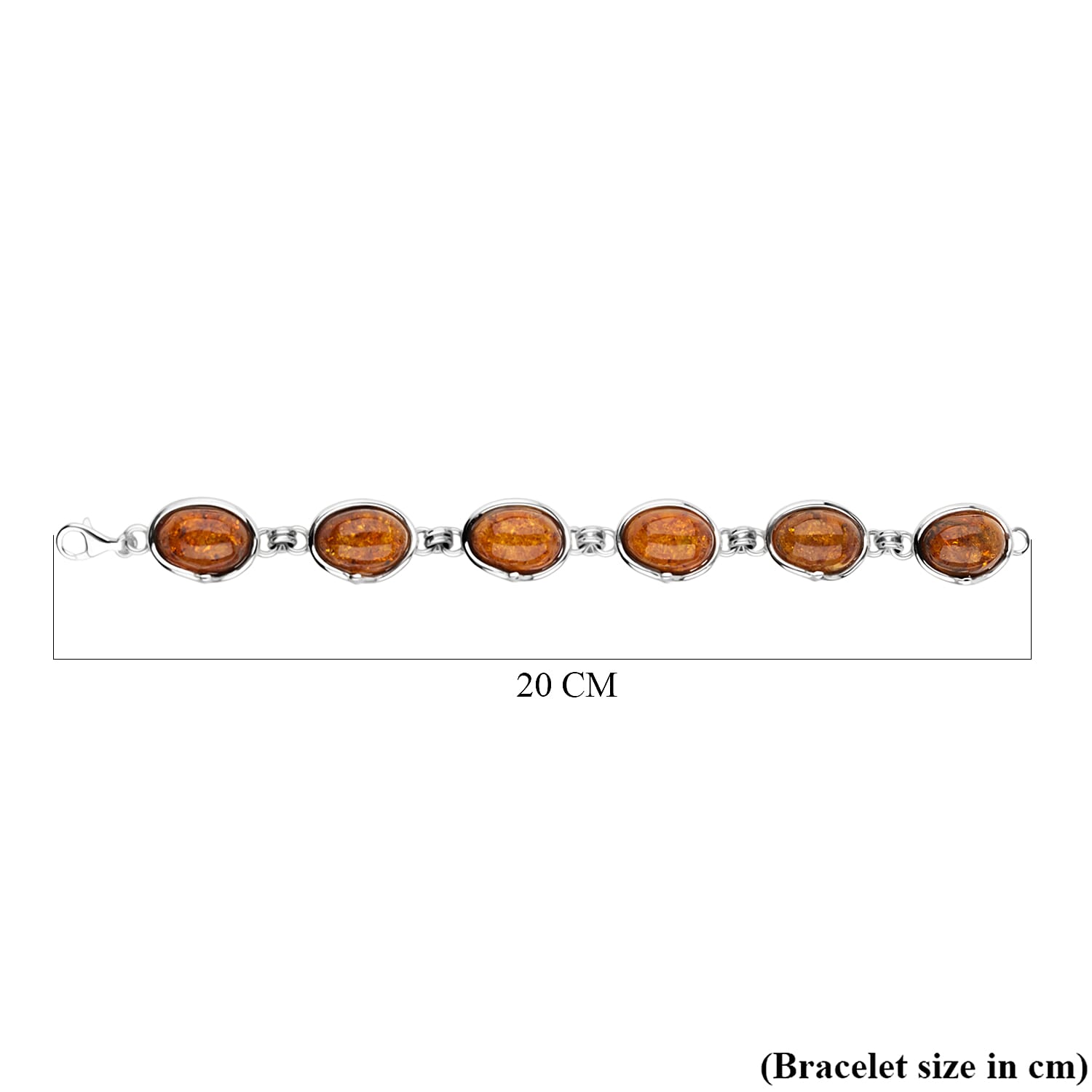 Amber Bracelet (Size 7.5) Sterling Silver 73.50 Ct, Silver Wt. 12.00 Gms.