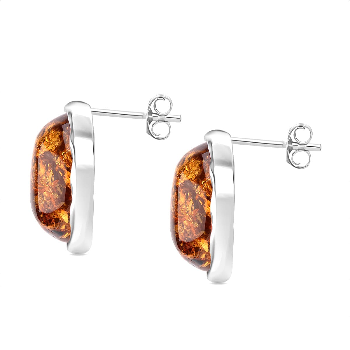 Tucson Find - Amber Push Back Earring in Sterling Silver 15.50 Ct.