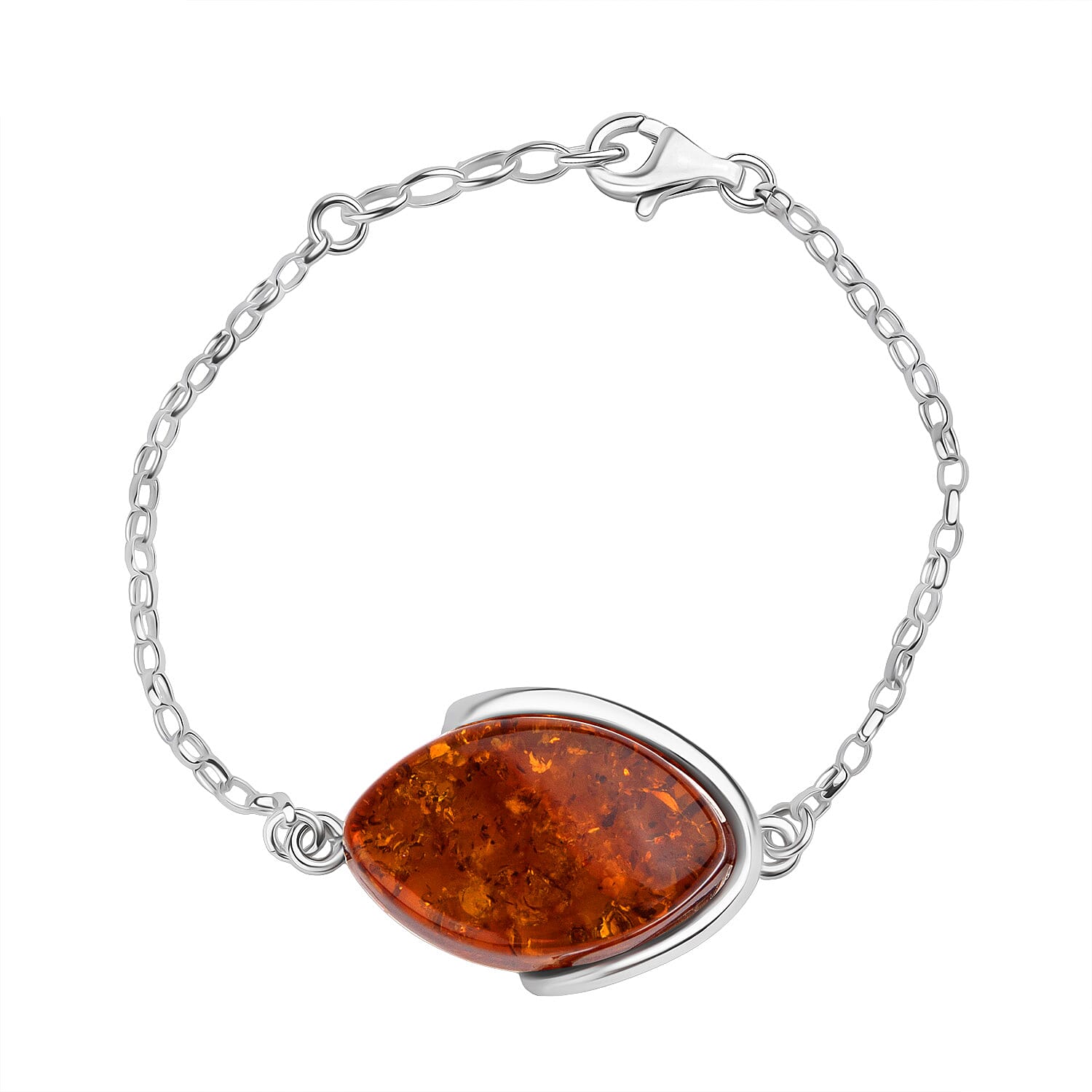 Tucson Find - Amber Bracelet (Size - 8 with Ext.) in Sterling Silver 21.50 Ct.