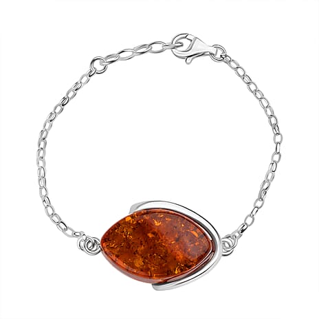 Tucson Find - Amber Bracelet (Size - 8 with Ext.) in Sterling Silver 21.50 Ct.