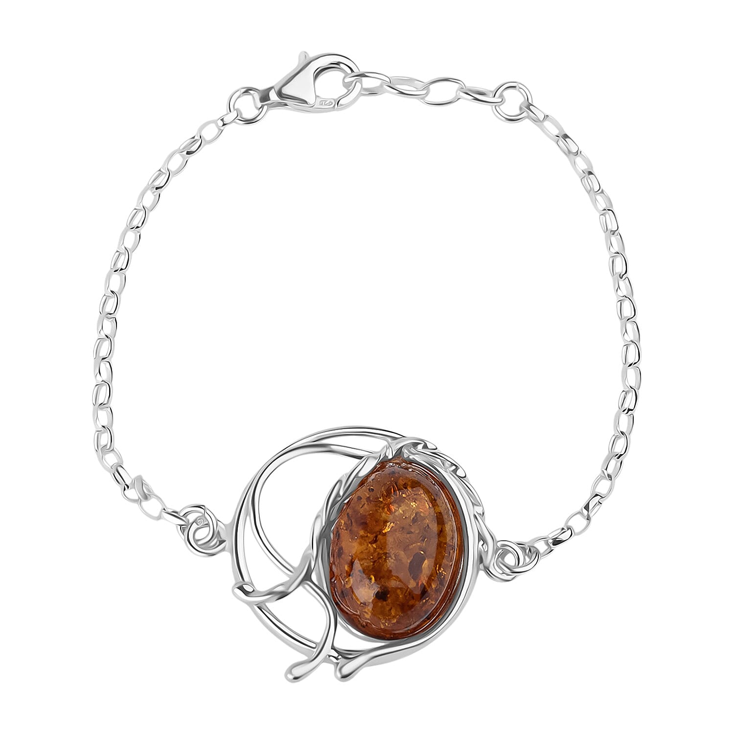 Tucson Find - Amber Bracelet (Size - 7.5 with Ext.) in Sterling Silver 17.50 Ct.