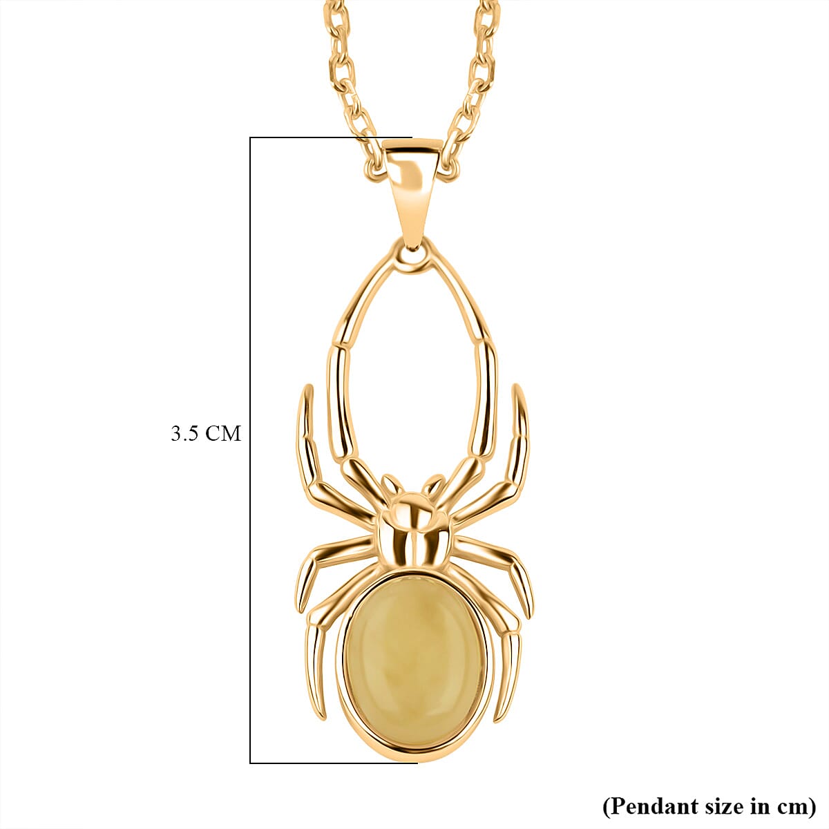 Tucson Find - Butterscotch Amber Spider Pendant with Chain (Size 16-1 Ext.) in Gold Plated Sterling Silver 7.25 Ct.