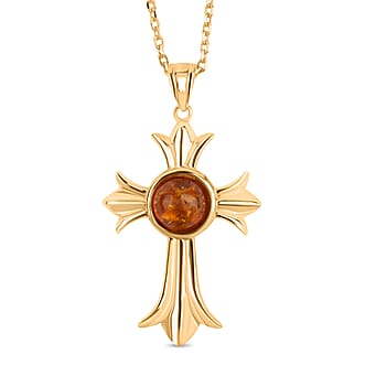 https://tjcuk.sirv.com/Products/82/1/8219706/Tucson-Find-Amber-Cross-Pendant-with-Chain-Size-16-1-Ext-in-Gold-Plate_8219706.jpg?w=342&h=342