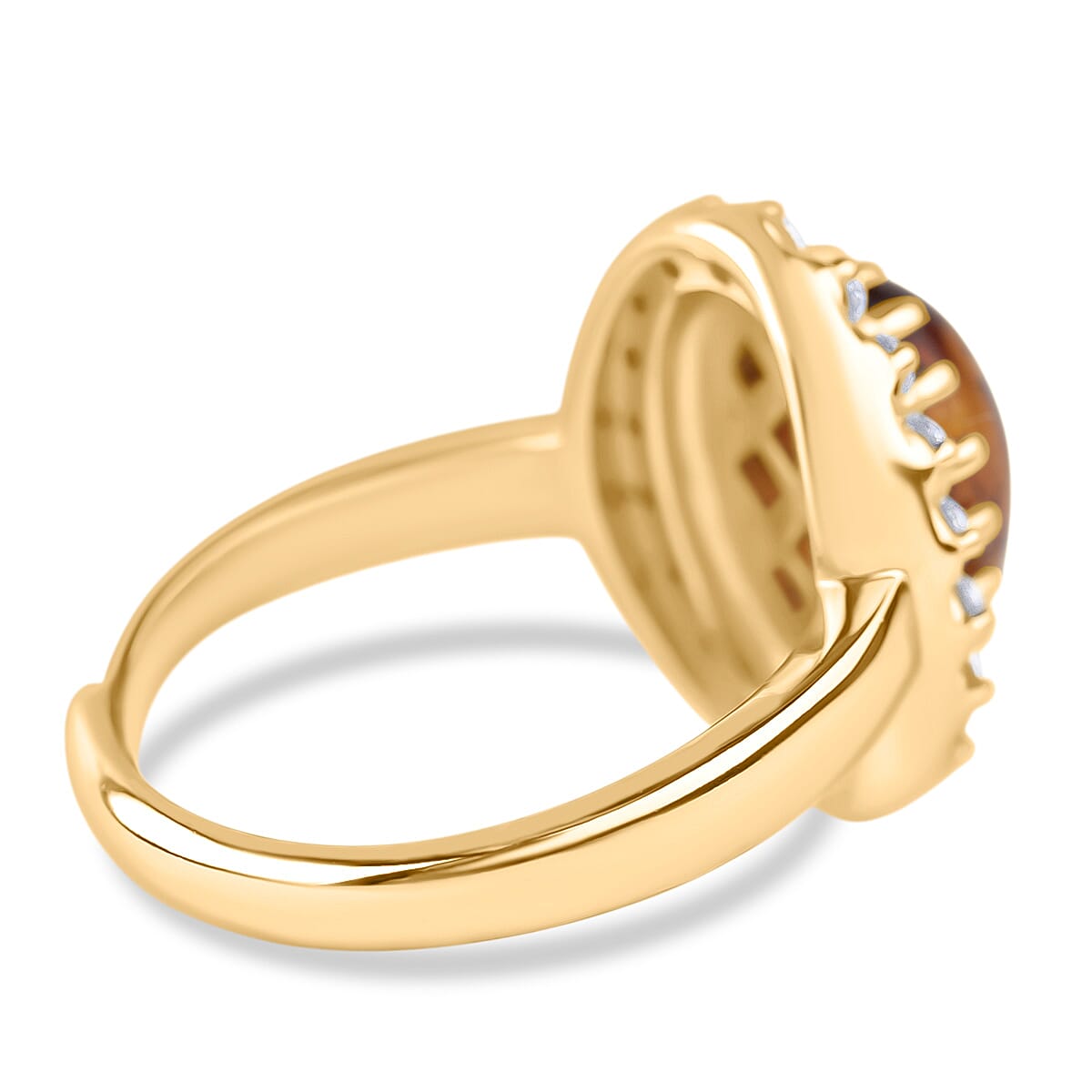 Tucson Find - Amber Adjustable Ring in Gold Plated Sterling Silver 6.38 Ct.