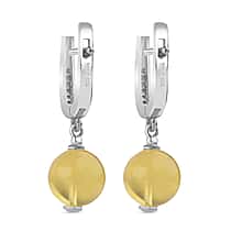 Tucson Find - Butterscotch Amber & Cubic Zirconia Earring with Clasp Sterling Silver 4.14 Ct.