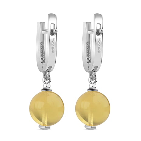 Tucson Find - Butterscotch Amber & Cubic Zirconia Earring with Clasp Sterling Silver 4.14 Ct.