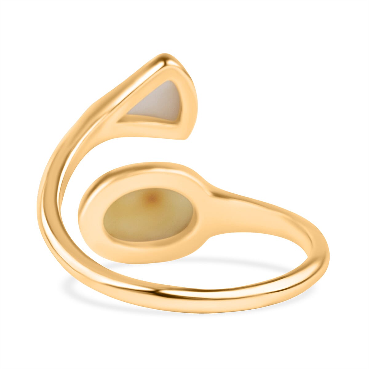 Tucson Find - Butterscotch Amber & Mother Of Pearl Ring in Gold Plated Sterling Silver 2.00 Ct.
