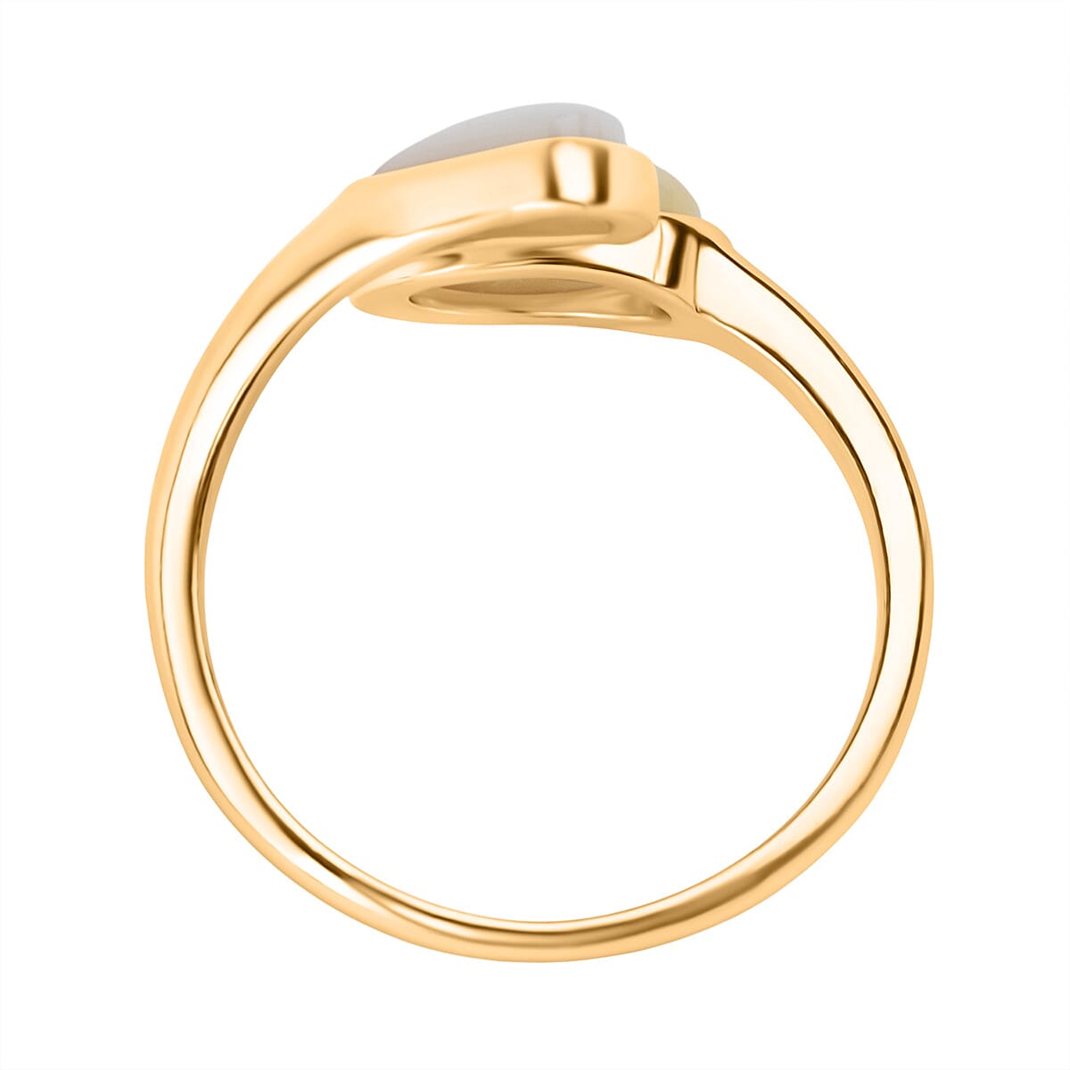 Tucson Find - Butterscotch Amber & Mother Of Pearl Ring in Gold Plated Sterling Silver 2.00 Ct.