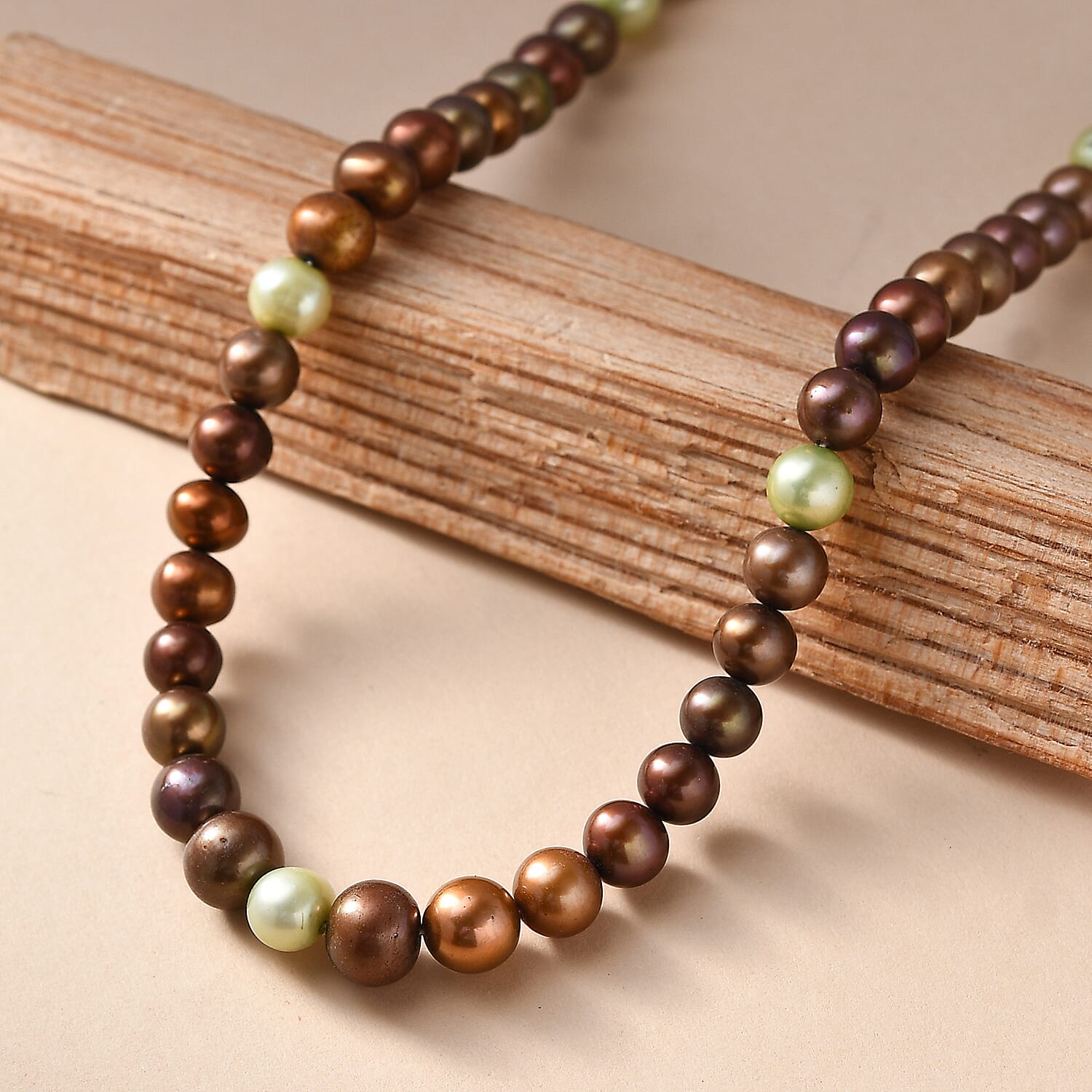 EverTrue - Brown Enhance Pearl & Green Enhance Pearl Beads Necklace (Size - 18-2 Ext) 145.00 Ct.