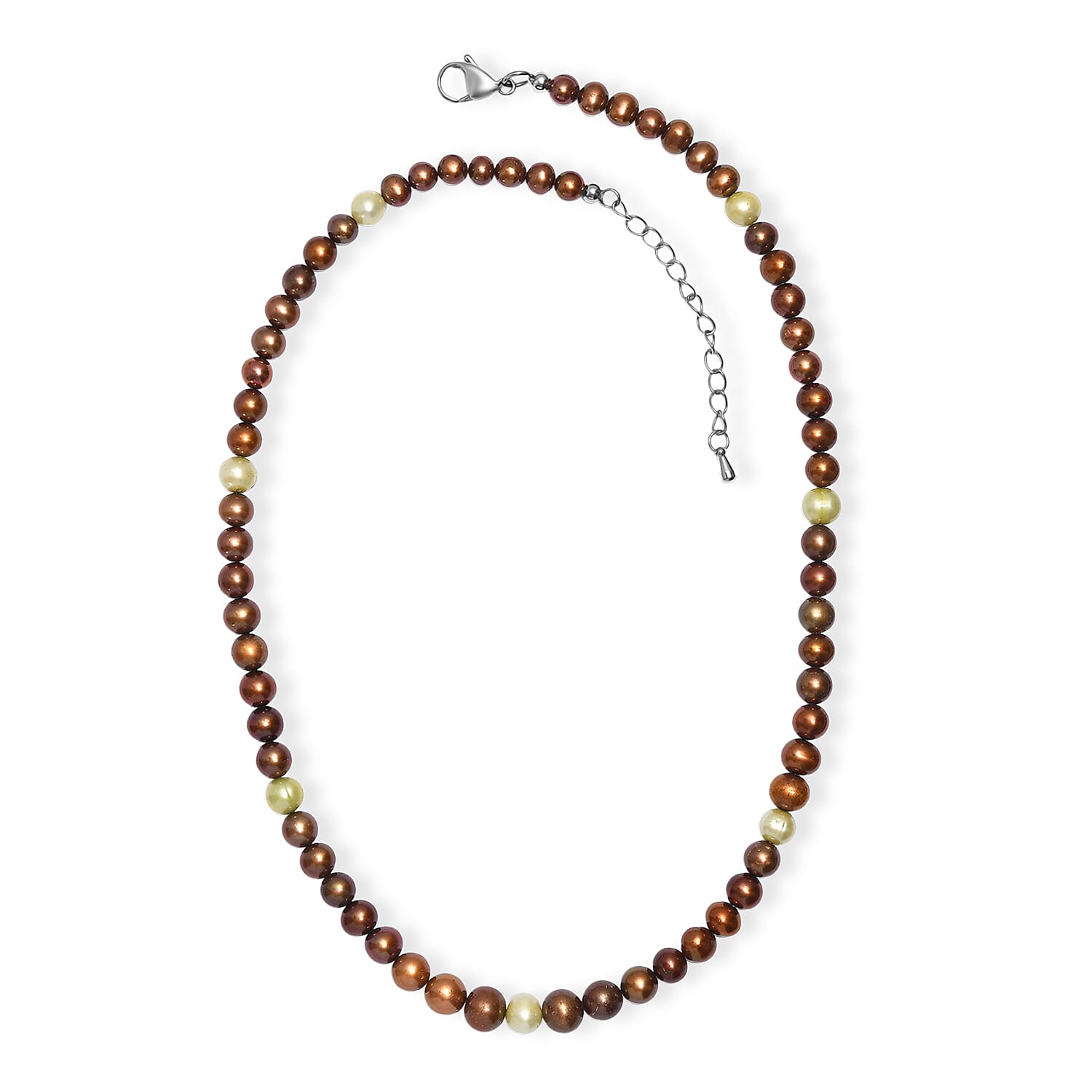 EverTrue - Brown Enhance Pearl & Green Enhance Pearl Beads Necklace (Size - 18-2 Ext) 145.00 Ct.