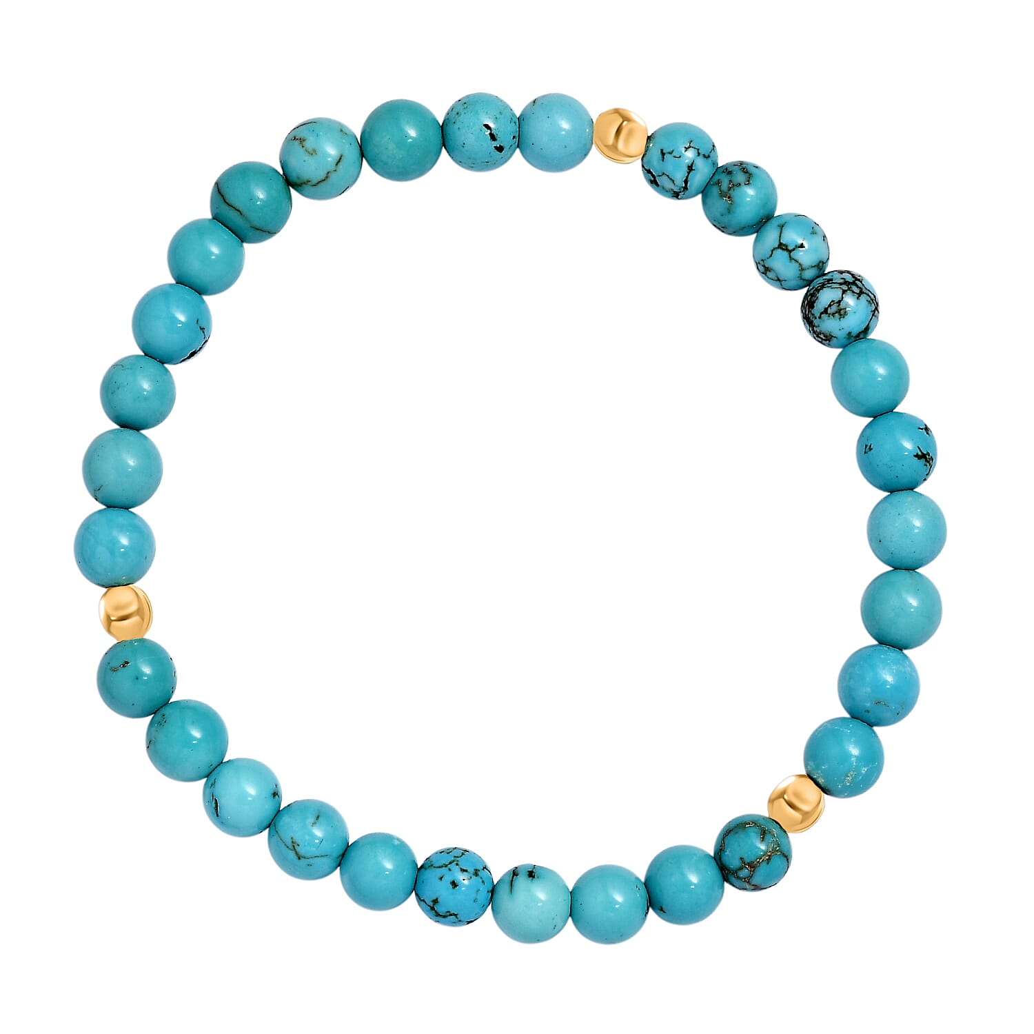 Blue Howlite Stretchable Bracelet in Yellow Gold Plating Sterling Silver 50.00 Ct.