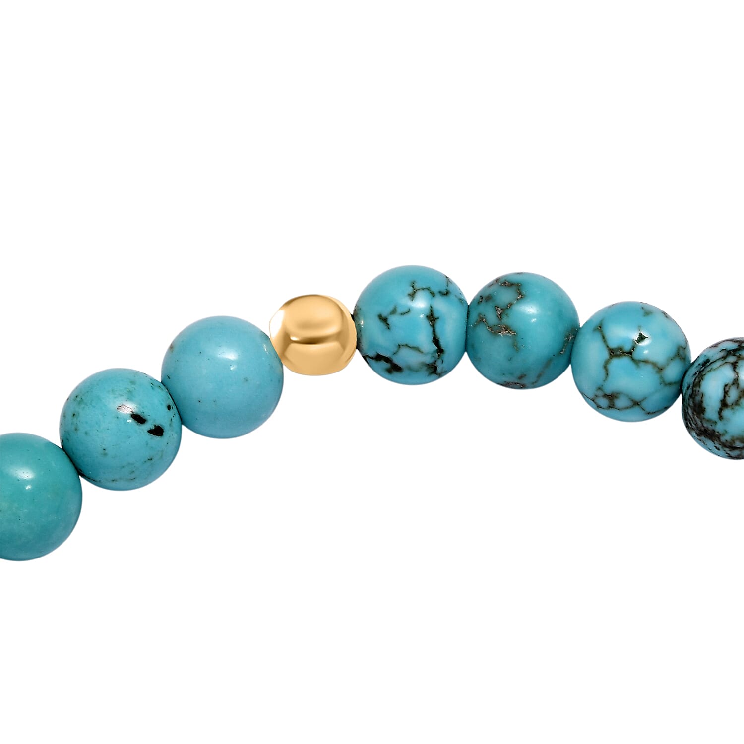 Blue Howlite Stretchable Bracelet in Yellow Gold Plating Sterling Silver 50.00 Ct.