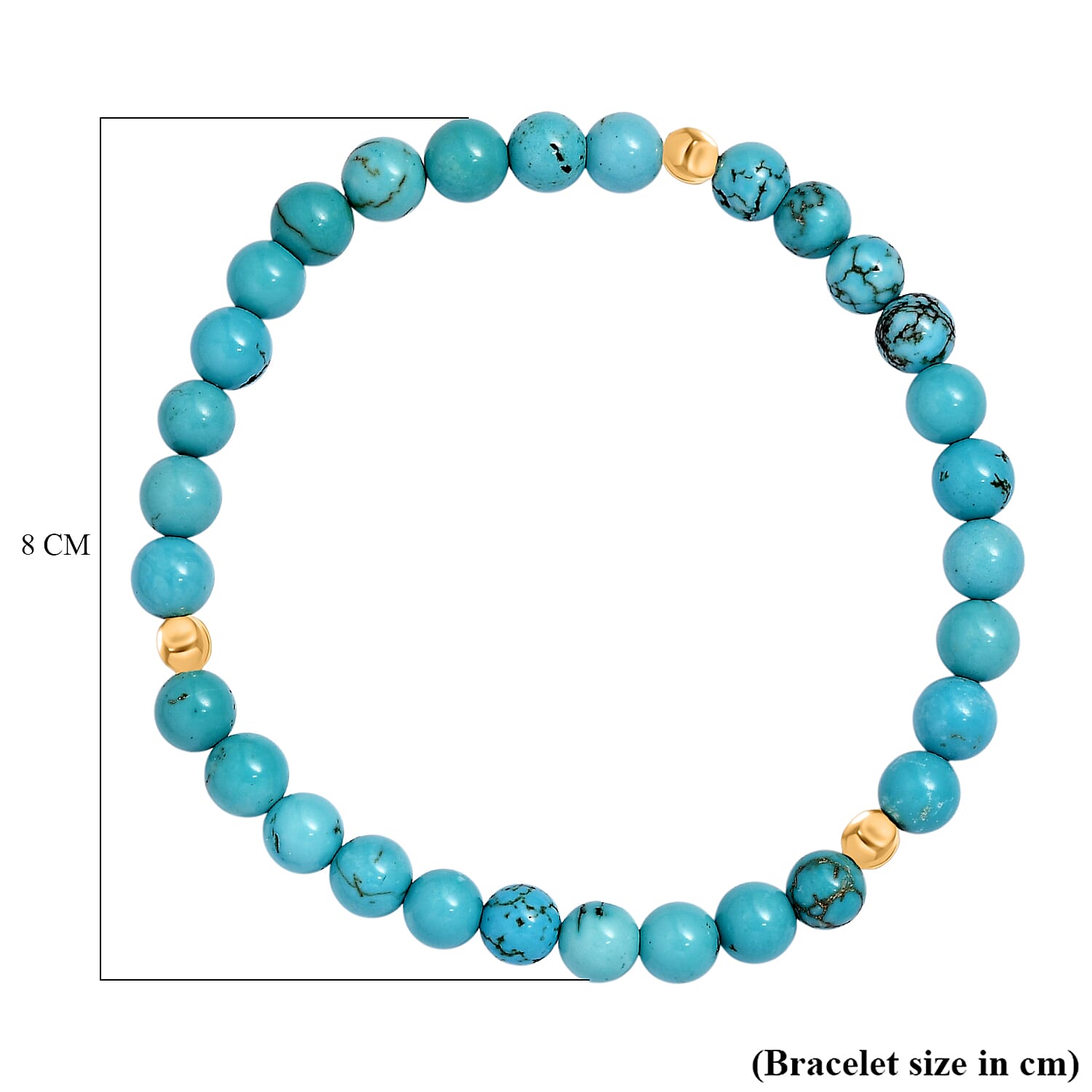 Blue Howlite Stretchable Bracelet in Yellow Gold Plating Sterling Silver 50.00 Ct.