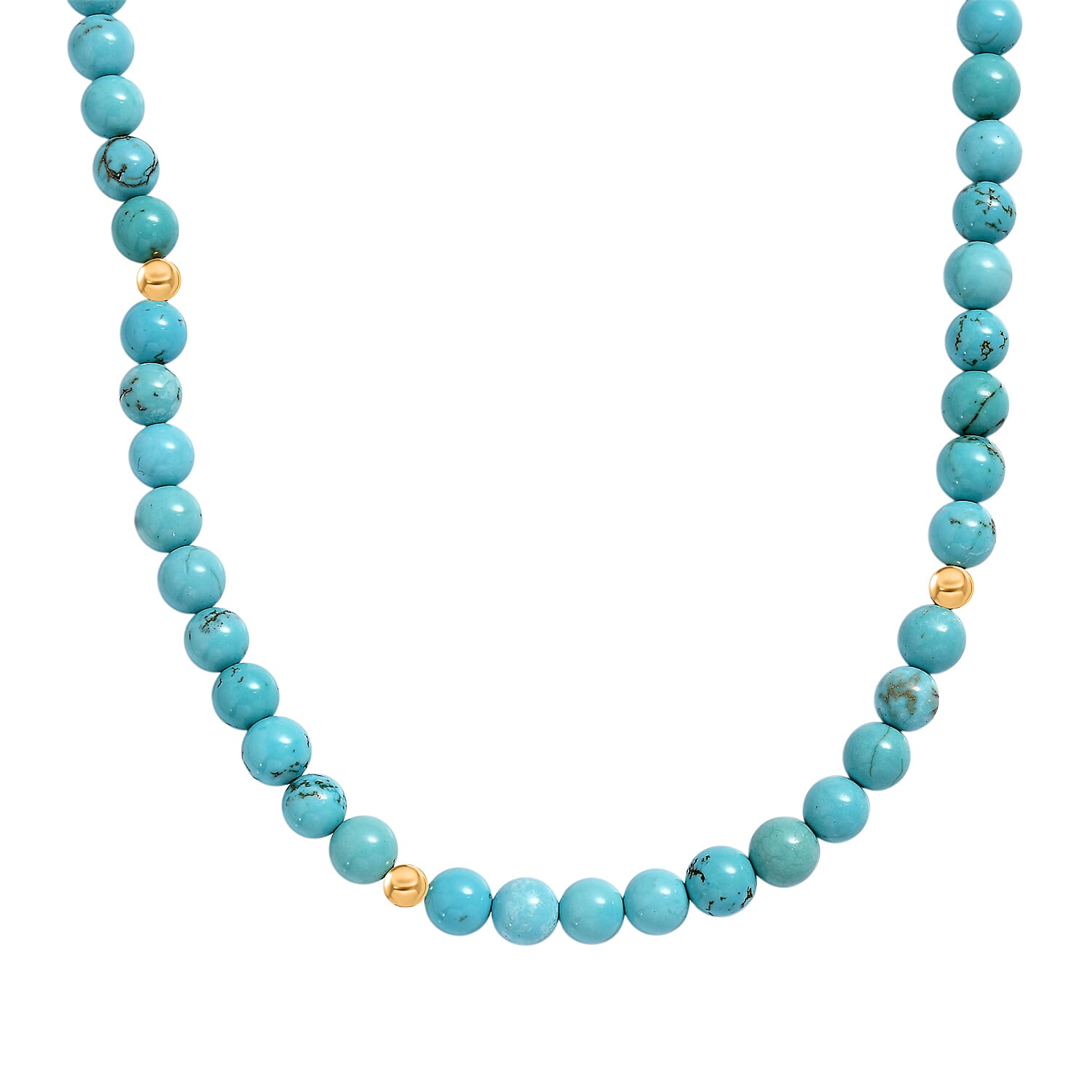 Blue Howlite Necklace (Size - 18 - 2 Ext) in Yellow Gold Plating with Lobster Clasp Sterling Silver 110.00 Ct.