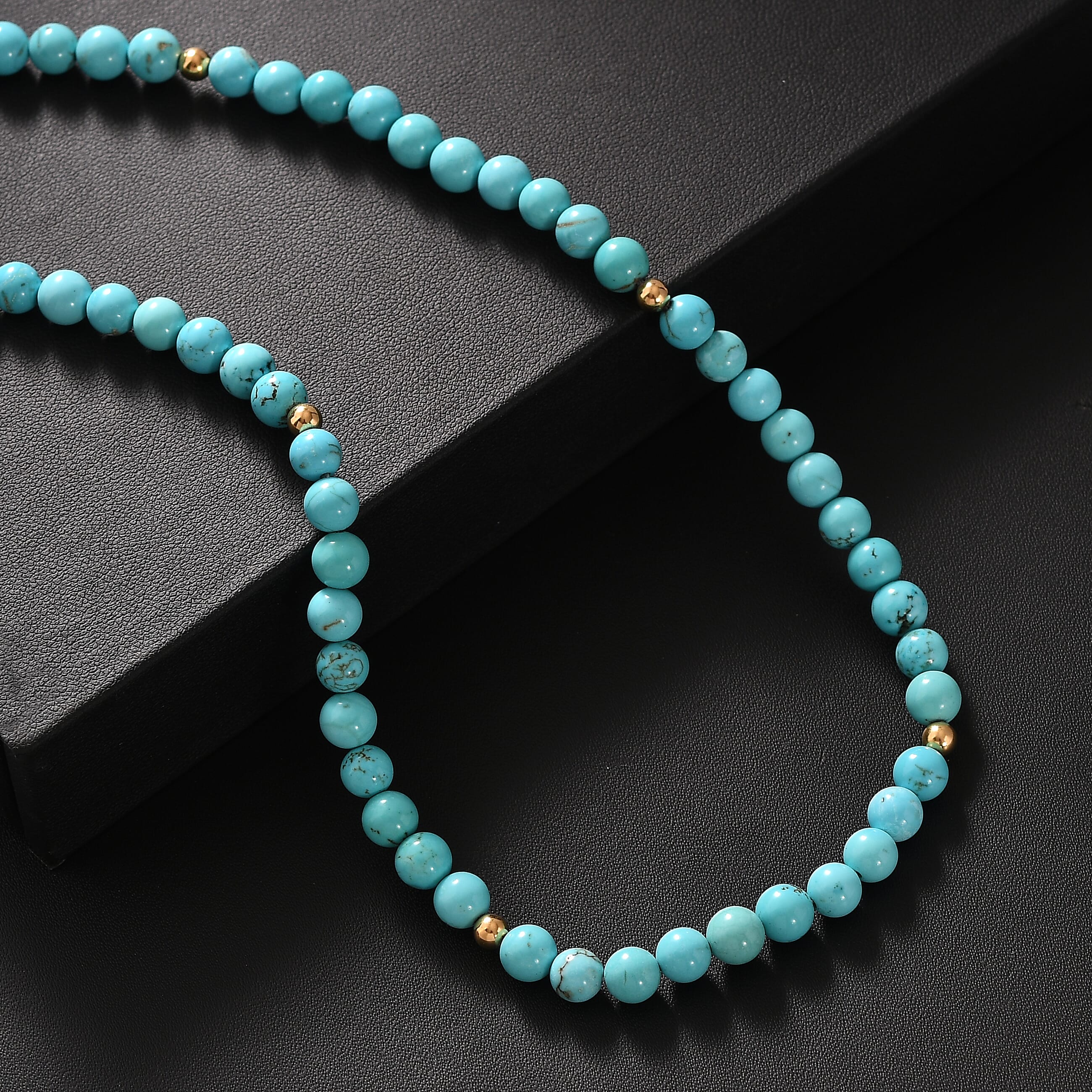 Blue Howlite Necklace (Size - 18 - 2 Ext) in Yellow Gold Plating with Lobster Clasp Sterling Silver 110.00 Ct.