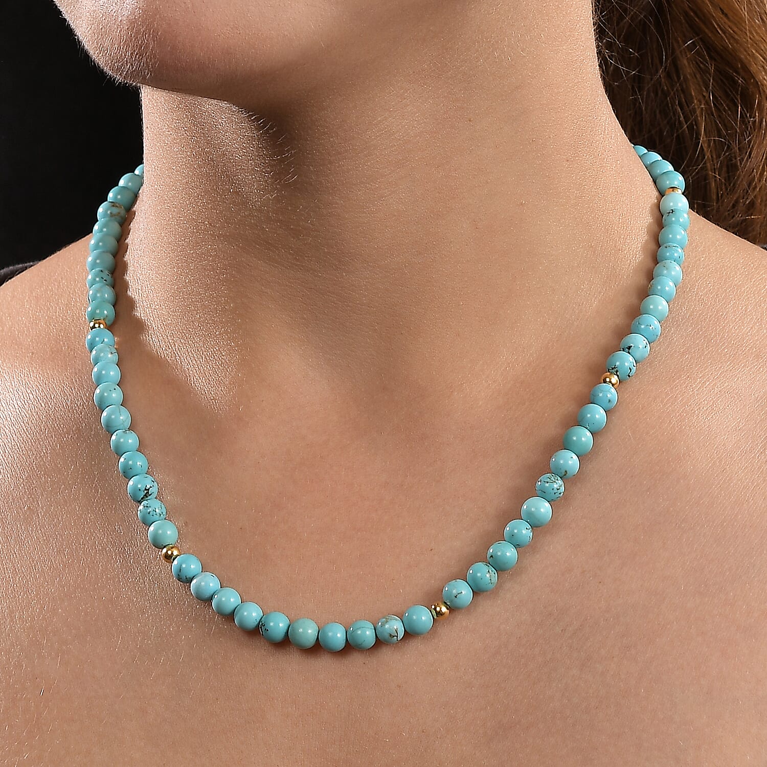Blue Howlite Necklace (Size - 18 - 2 Ext) in Yellow Gold Plating with Lobster Clasp Sterling Silver 110.00 Ct.