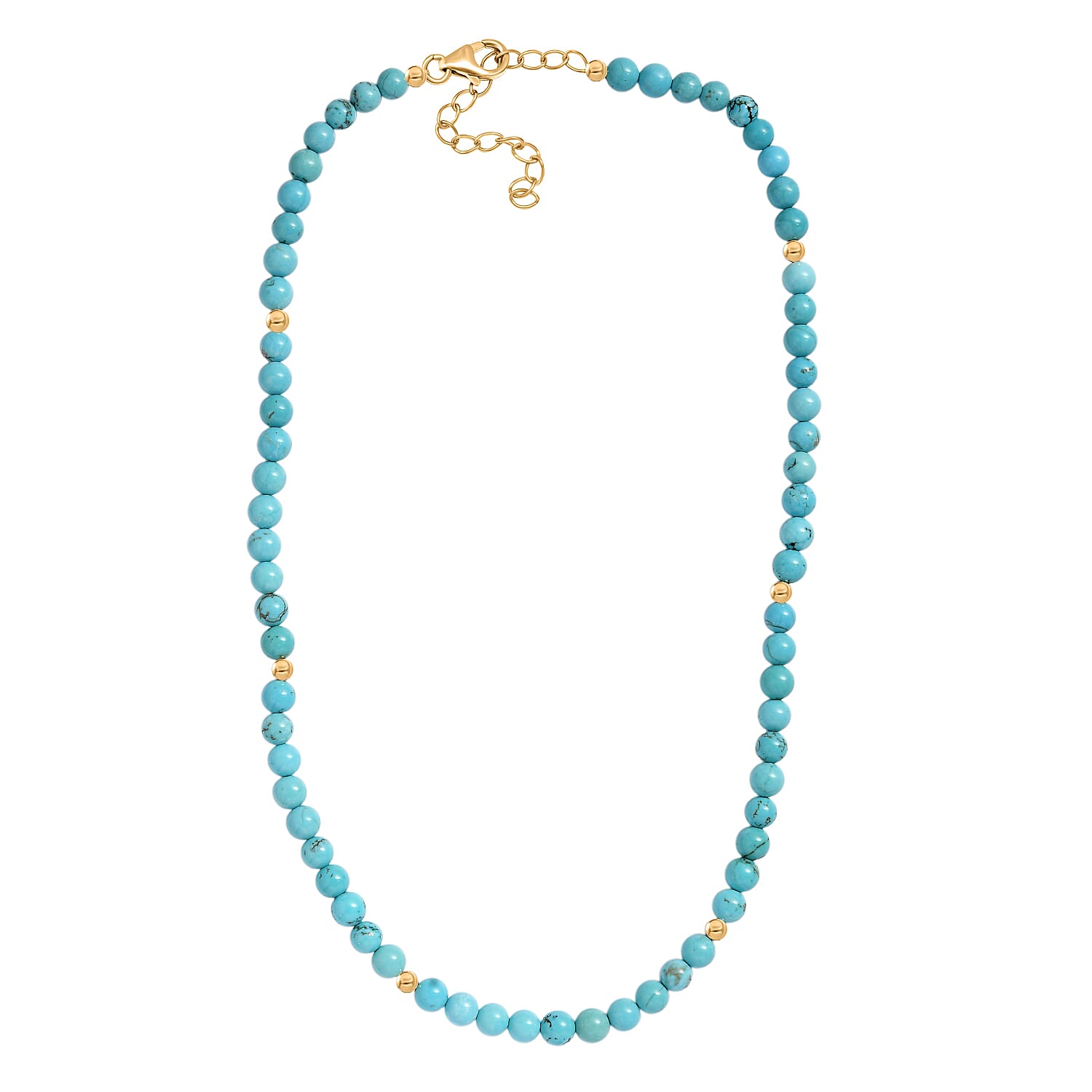 Blue Howlite Necklace (Size - 18 - 2 Ext) in Yellow Gold Plating with Lobster Clasp Sterling Silver 110.00 Ct.