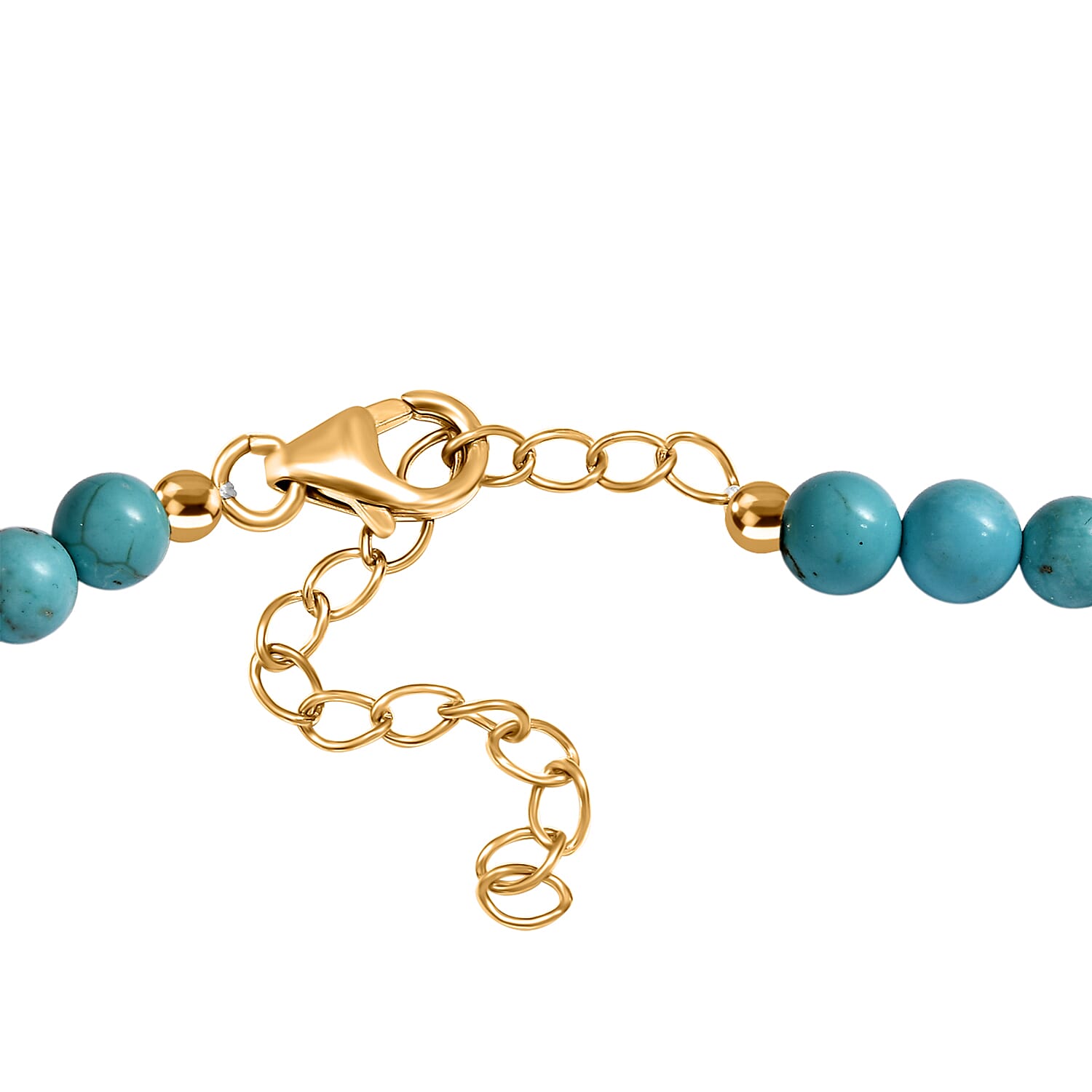 Blue Howlite Necklace (Size - 18 - 2 Ext) in Yellow Gold Plating with Lobster Clasp Sterling Silver 110.00 Ct.