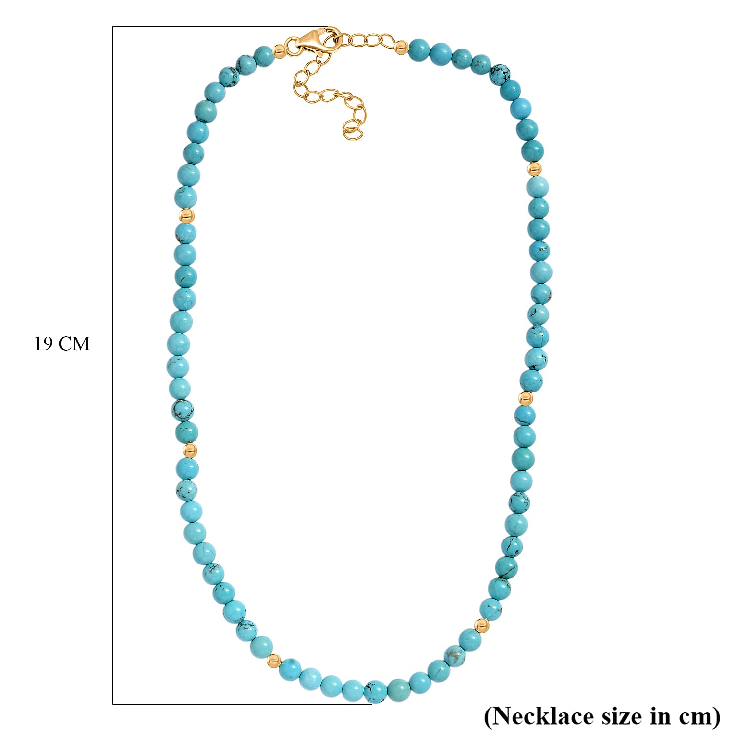 Blue Howlite Necklace (Size - 18 - 2 Ext) in Yellow Gold Plating with Lobster Clasp Sterling Silver 110.00 Ct.