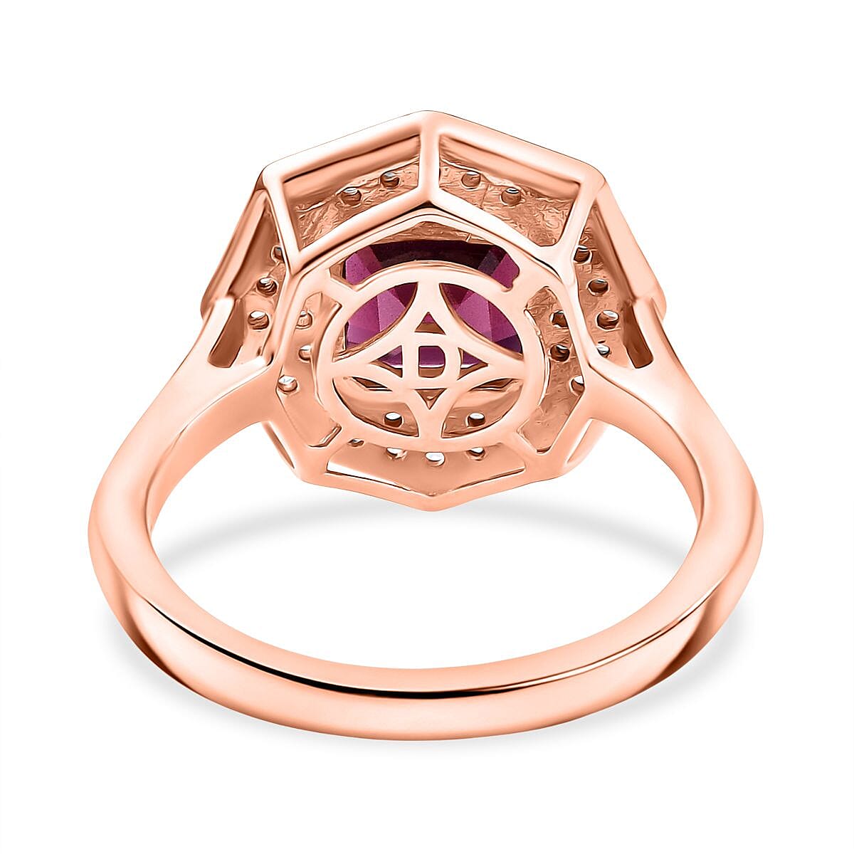 D'joy Rhodolite Garnet & White Zircon Ring in 18K Rose Gold Plating Sterling Silver 2.46 Ct. D'joy Rhodolite Garnet & White Zircon Ring in 18K Rose Gold Plating Sterling Silver 2.46 Ct.