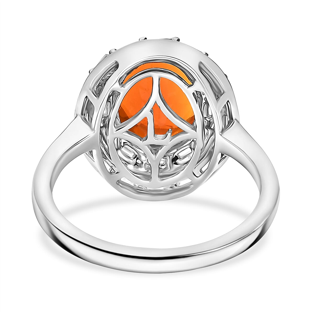 Luxuriant 950 Platinum AAA Fire Opal Lab Grown Diamond (VS-EF) Ring 2.30 Ct, Platinum Wt. 5.50 Gms.