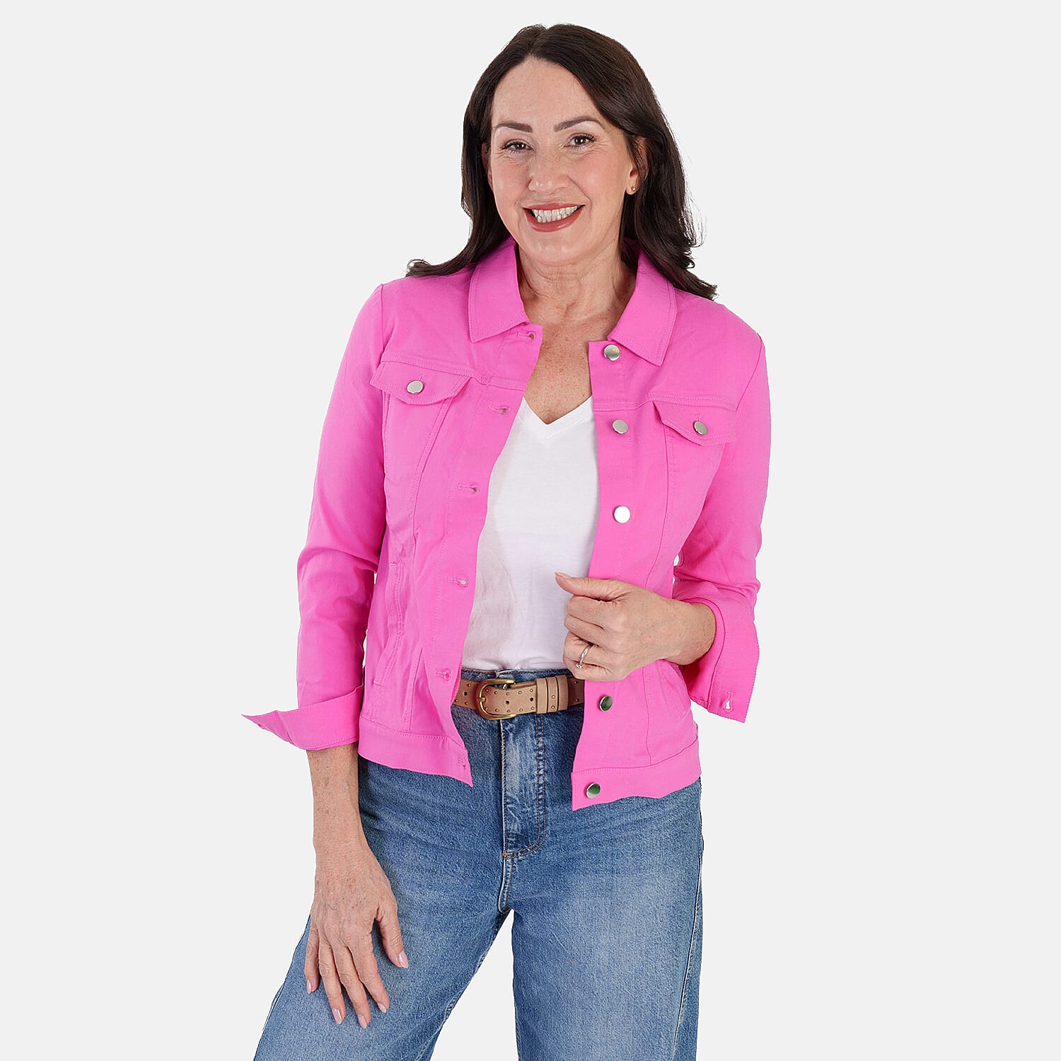 Classic-Bengaline-Jean-Style-Stretch-Jacket-Size-10-Summer-Pink