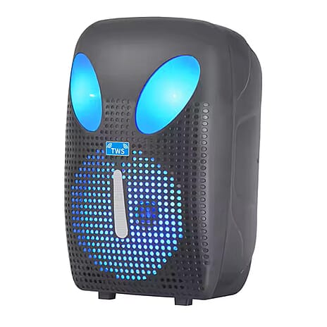 BRAND NEW LAUNCH - LED Bluetooth Speaker with FM Radio, TF Card, USB, and Wired Microphone Input - Black