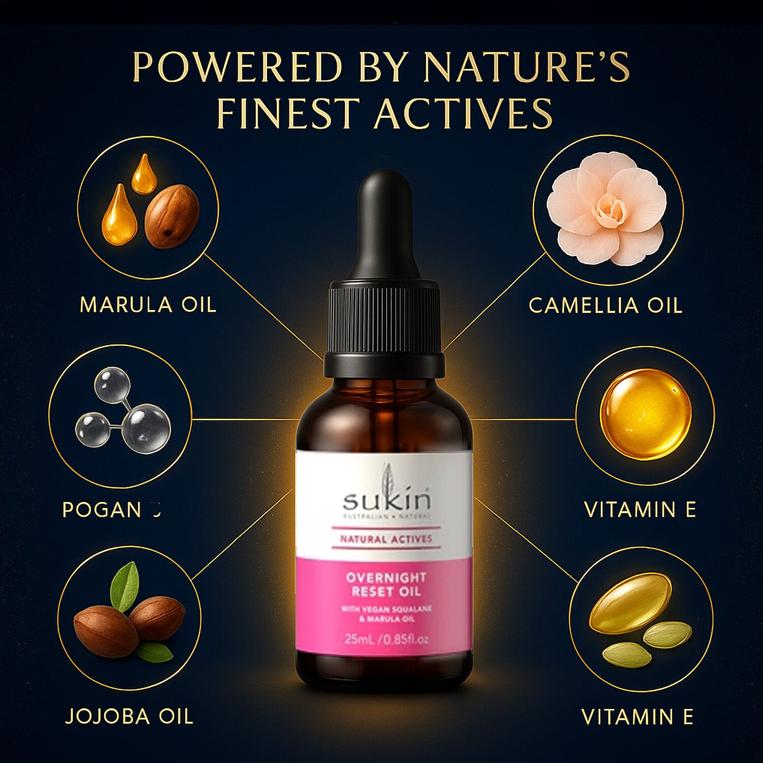 Sukin Natural Actives Overnight Reset Oil - 25ml
