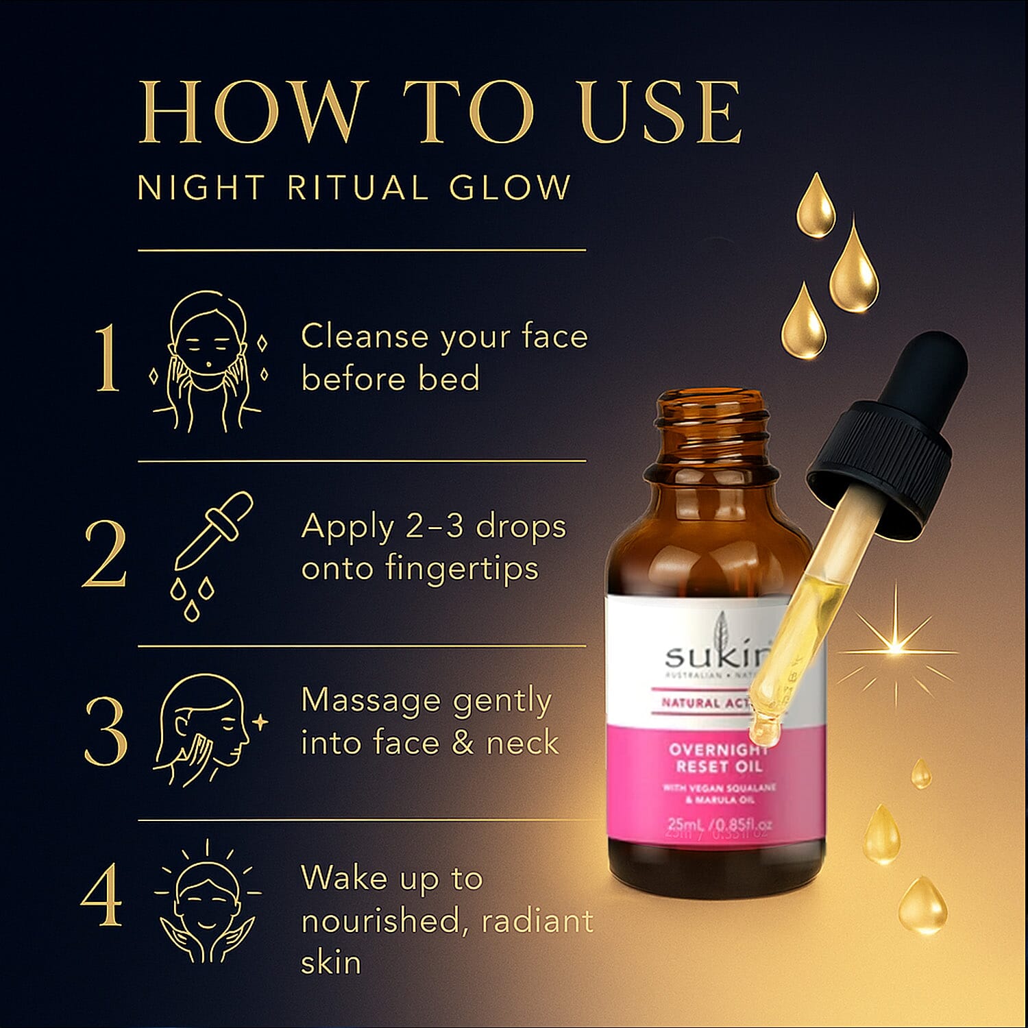 Sukin Natural Actives Overnight Reset Oil - 25ml