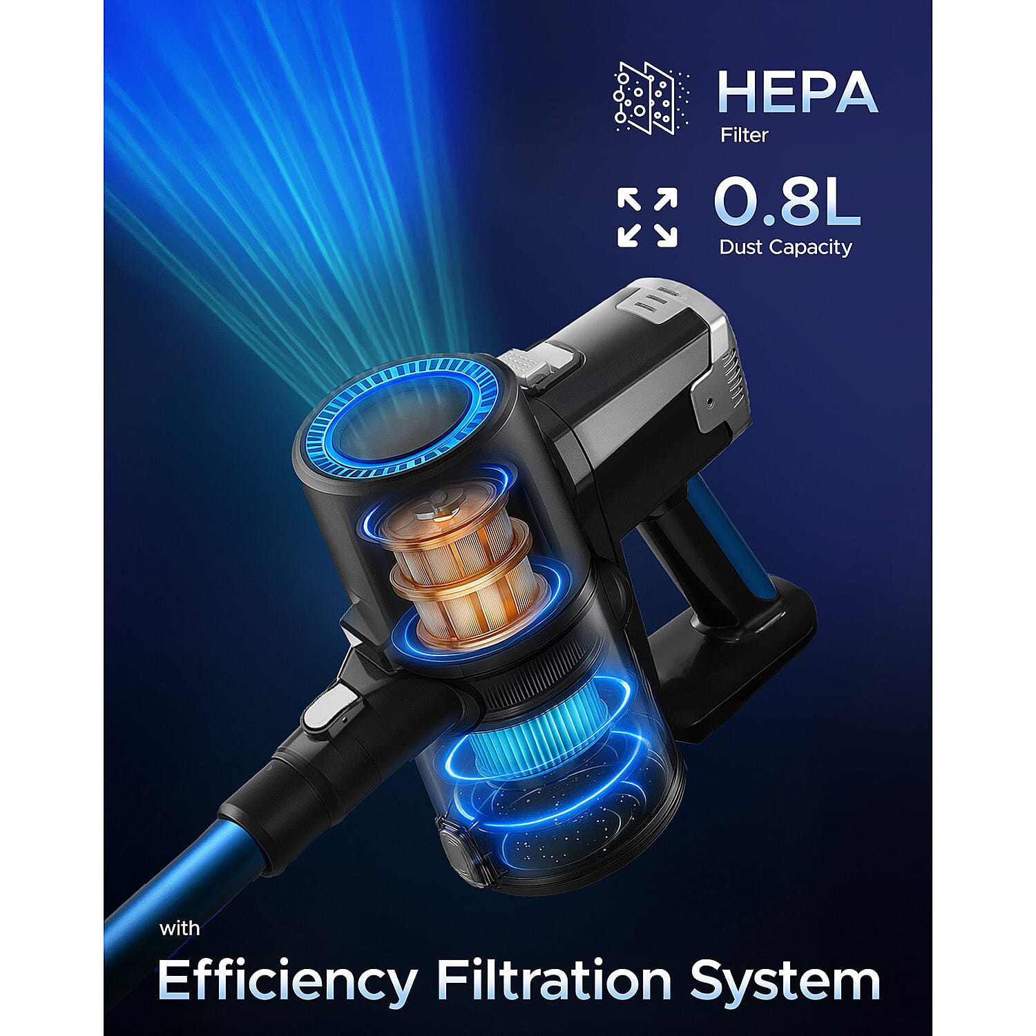 BEST SELLER - Keplin 150W Cordless Vacuum Cleaner - Aluminium Lightweight, 2 Speed, 40 Min Runtime, Hepa Filter, Motorised Floor Tool, 0.8L Capacity BEST SELLER - Keplin 150W Cordless Vacuum Cleaner - Aluminium Lightweight, 2 Speed, 40 Min Runtime, Hepa Filter, Motorised Floor Tool, 0.8L Capacity